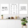 Меню коктейлей Хорошая еда Хорошее настроение Приятного аппетита Цитаты Картина на холсте Черно-белая настенная живопись Печать постеров Картины Минималистский китч