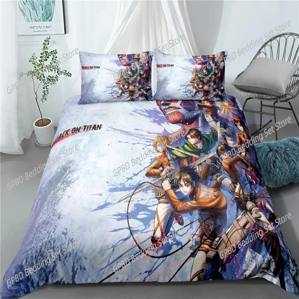 Luxury New 3D Print Fashion Anime Attack on Titan Home Textile Pillow Case Duvet Covers Comforter Bedding Sets For Home Textiles