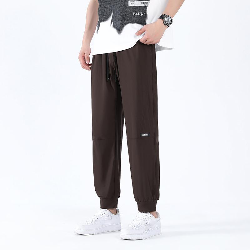 Летние мужские спортивные штаны с высокой эластичностью, большого размера, для бега в спортзале, быстросохнущие спортивные штаны, мужская одежда