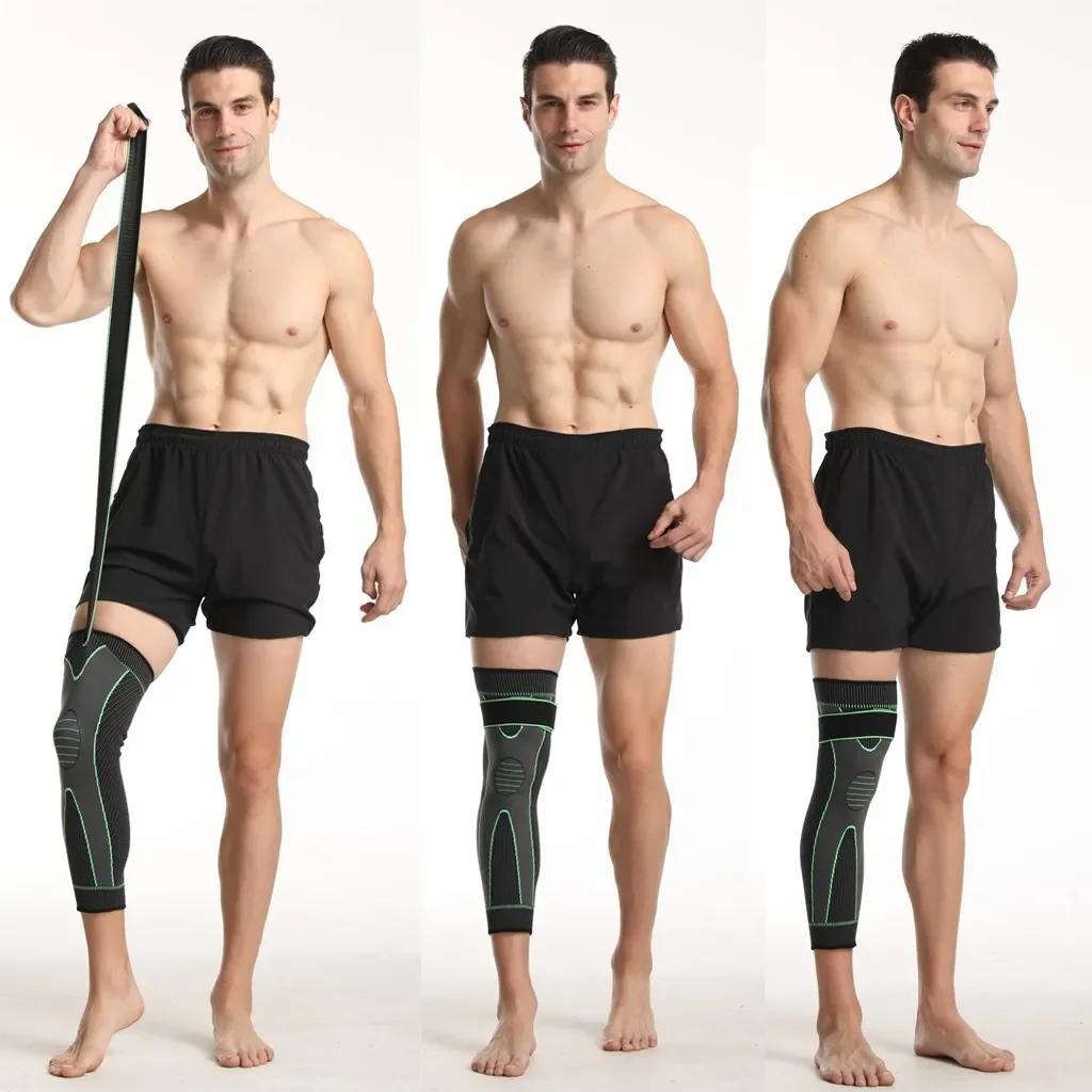 1 шт., спортивные наколенники, мужские эластичные наколенники под давлением, поддержка фитнес-снаряжения, баскетбольный волейбольный бандаж, защита