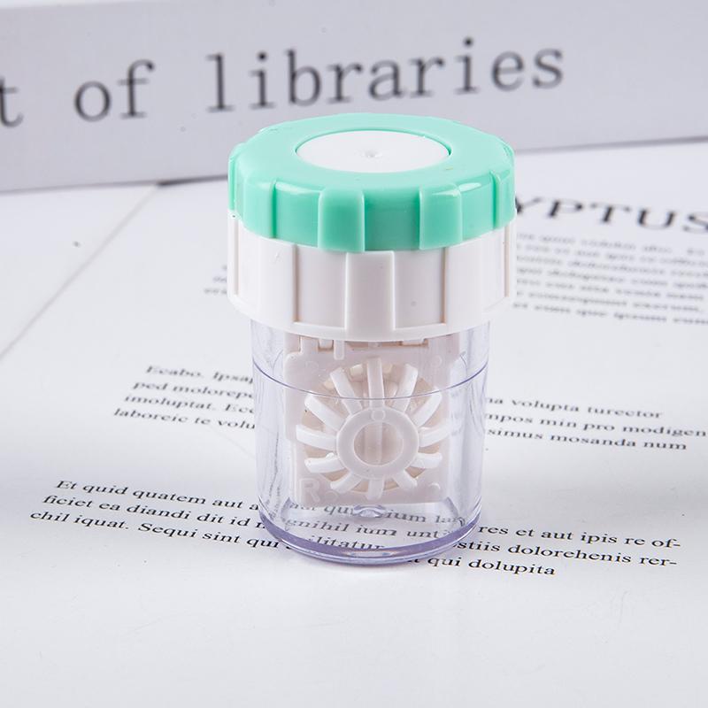 1Pcs Contact Lens Cleaner Case Box Manual Rotation Type Storage Holder Cleaning Tool