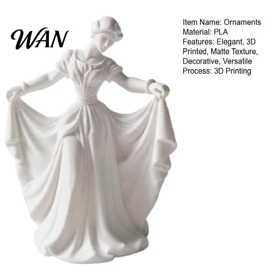3D Printed Home Decor Dancer Figurine, Elegant Dance Girl Statue with Flowing Dress, Aesthetic PLA Art Classical Ornament Sculpture for Decor, Modern