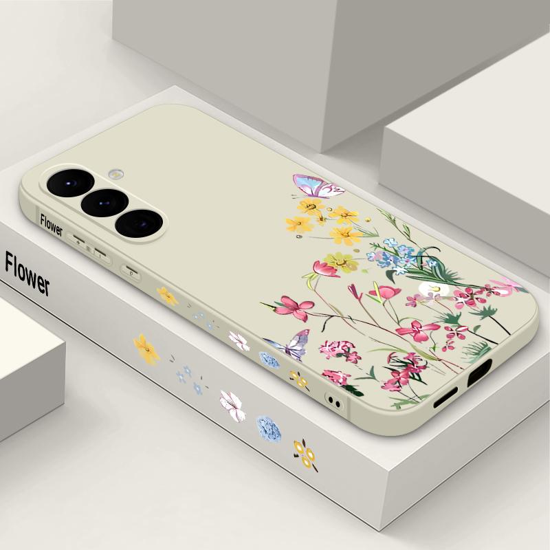 Мягкий ТПУ чехол для Samsung Galaxy S24 S23 S25 FE S25 S22 Ultra A17 A56 A16 A55 A25 A15 A36 A35 A54 5G с рисунком мелких цветов