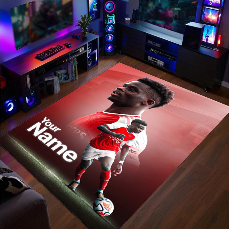 Crystal Velvet Rug Bukayo Saka Print Custom Name Text Floor Mat Home Decor