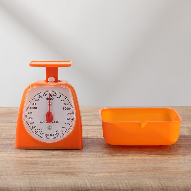 Компактные механические кухонные весы с пластиковым циферблатом и фруктовой тарелкой - бытовые пружинные стрелочные весы