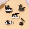 Corsage Music Cartoon Cute Black Cat Piano Notes Zinc Alloy Brooch Clothes Bag Coat Decoration Buckle Pin Badge