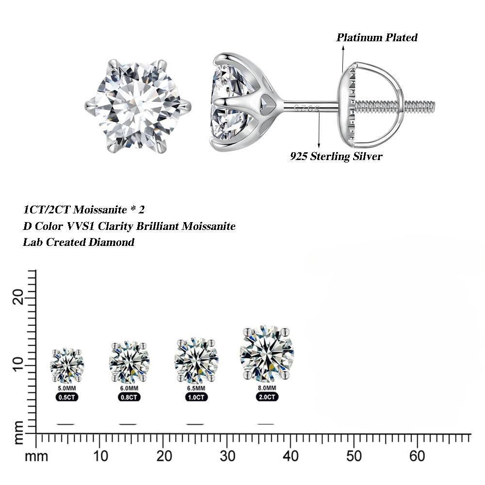 D цвет 2CT Муассанит серьги-гвоздики в форме сердца полые серьги с шестью когтями в виде короны круглой огранки с лабораторным бриллиантом и платиновым покрытием для женщин на свадьбу