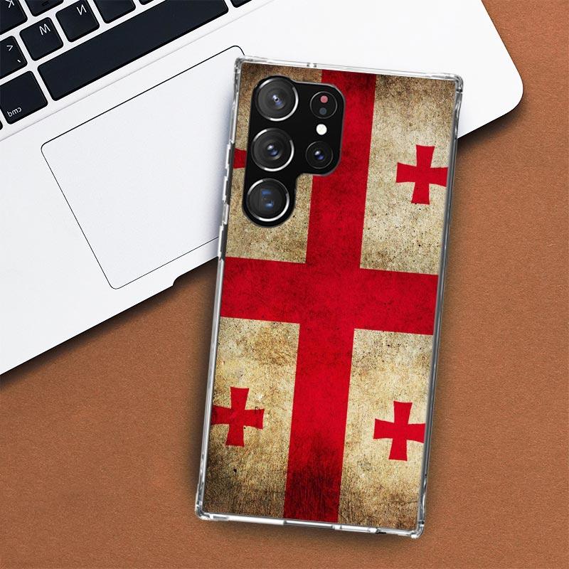 Чехол для телефона с флагом Грузии для Samsung Galaxy S24 S23 S22 Ultra S21 S20 Fe S10 Plus S10E S9 S8 + чехол в виде ракушки