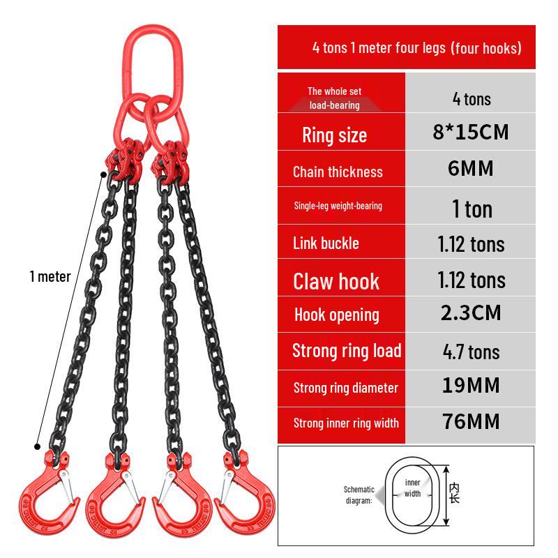 G80 Manganese Steel Lifting Chain Slings with Hooks - Single & Double Leg Set