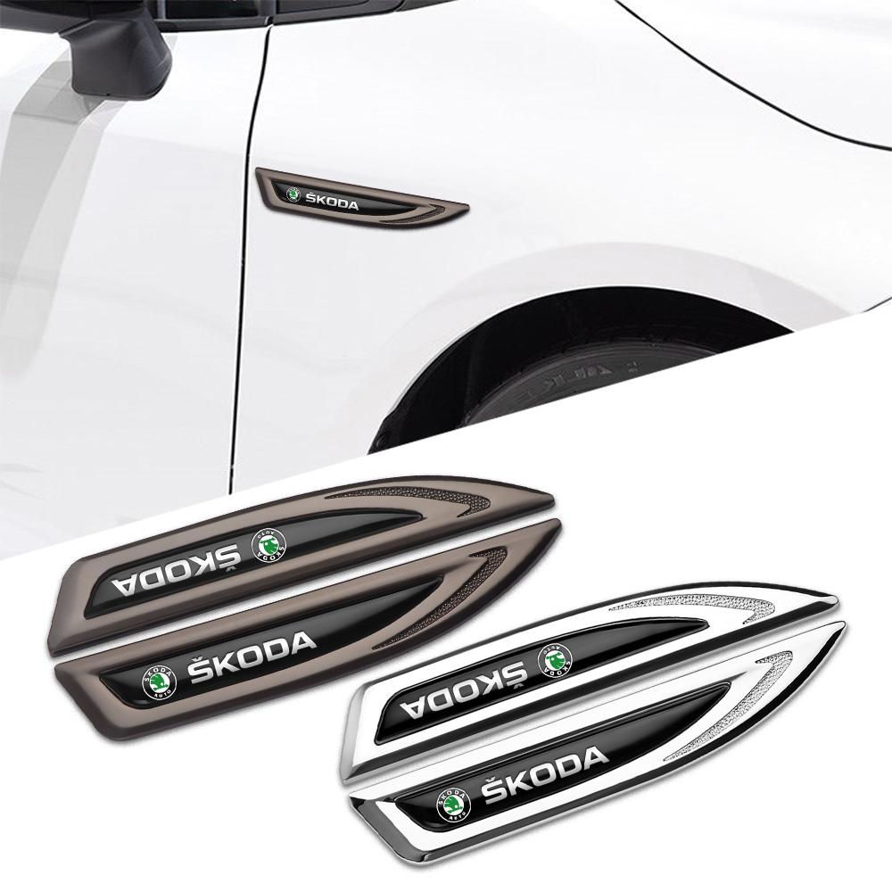 HQKI8 Car Styling Side Door Body Fender Stickers Knife Badges Decoration For Skoda Yeti Fabia Octavia 3 2 a5 Kodiaq Karoq Rapid