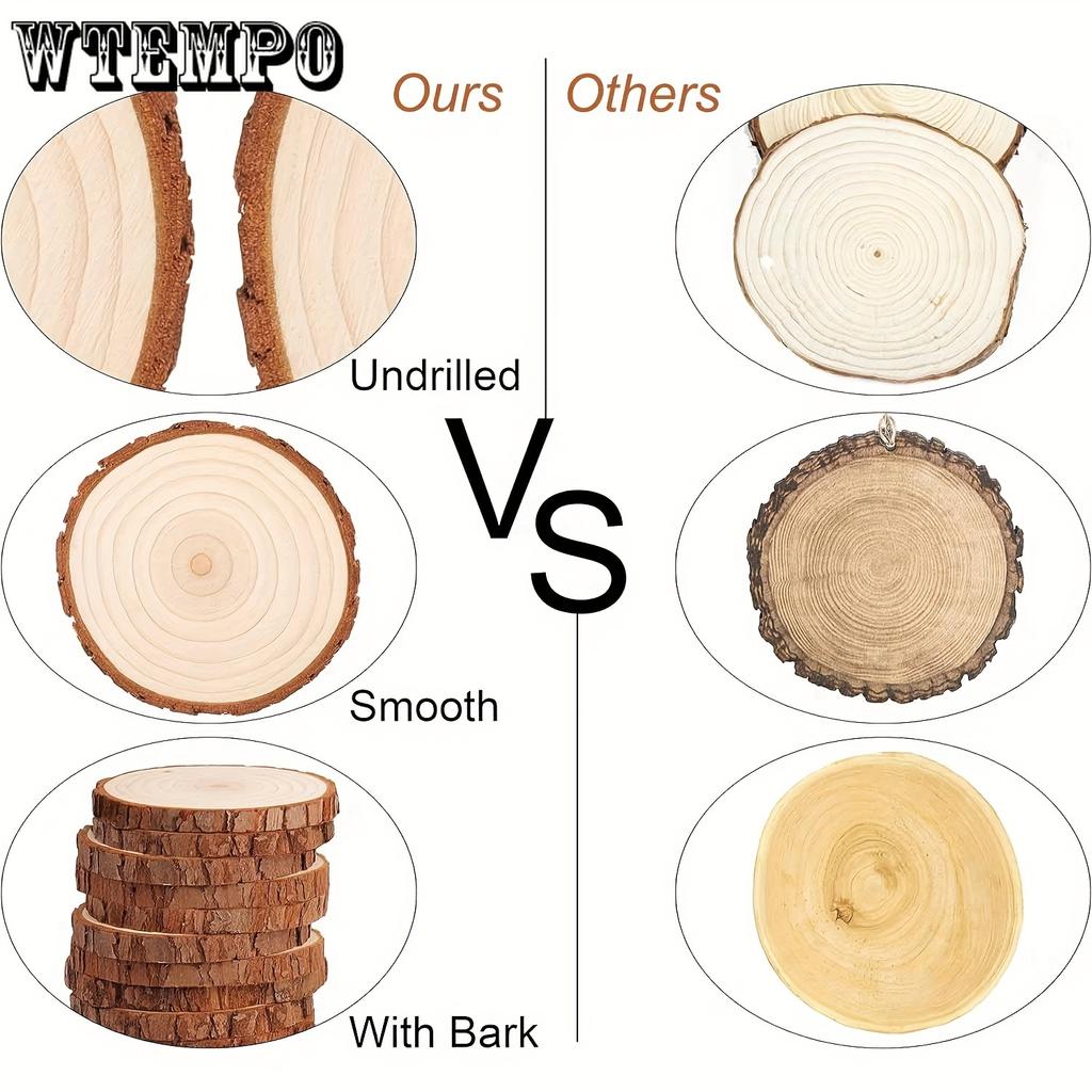 20 шт. Деревянные спилы без отверстия, 2,4-2,8 дюйма Деревянные круги для DIY поделок, Рождественское украшение, Декор