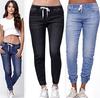 Women Autumn Elastic Plus Loose Denim Casual Drawstring Plus Cropped Jeans