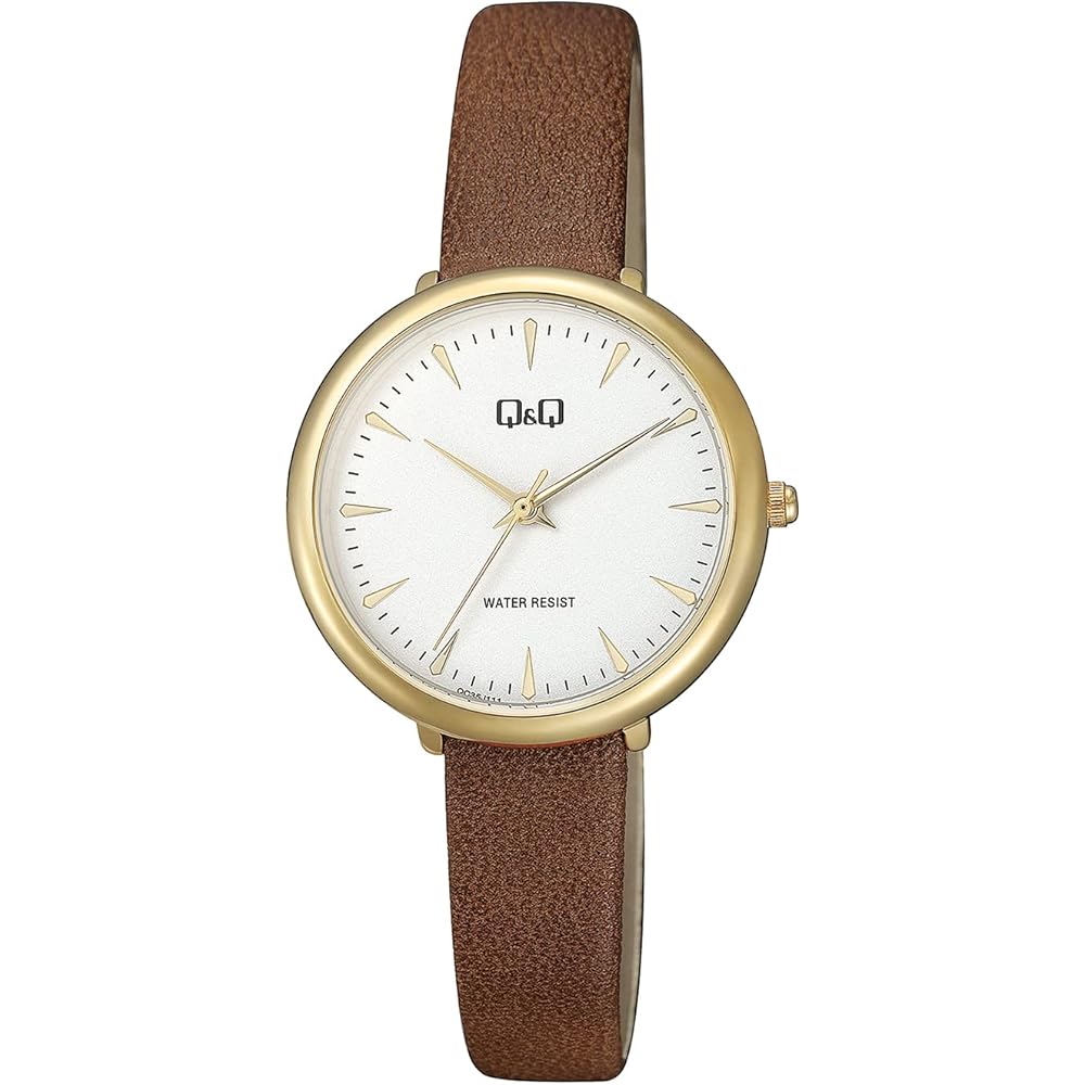 Citizen Q&Q Analog Waterproof Watch Synthetic Leather Band Brown