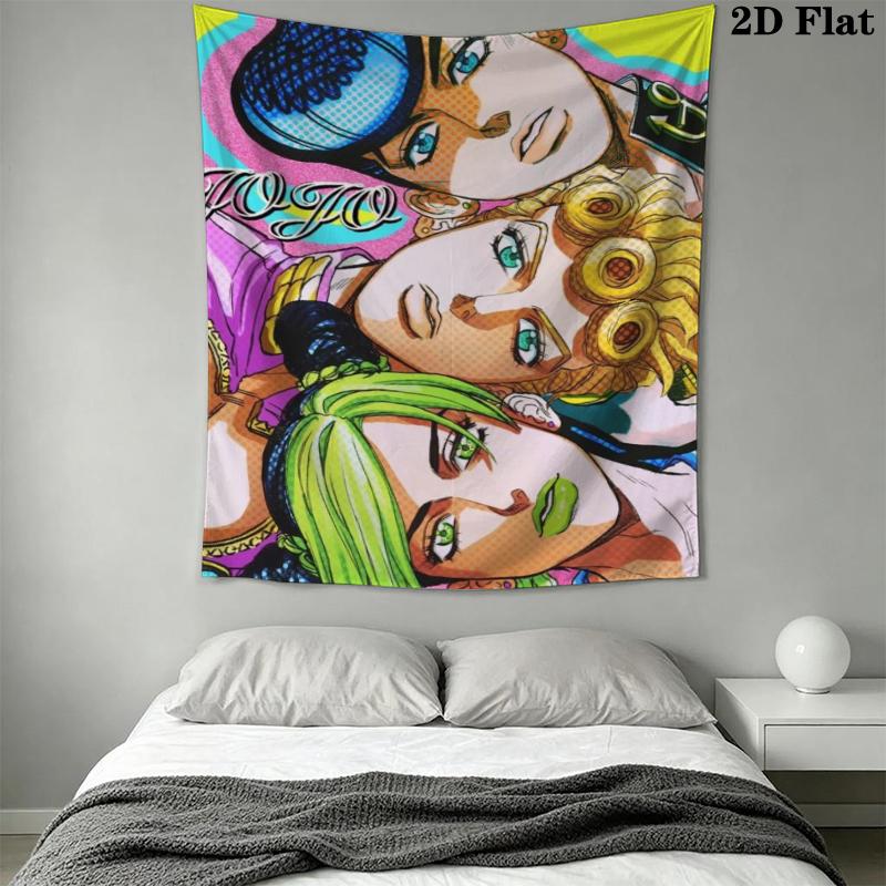 JoJo's Bizarre Adventure Wall Tapestry Aesthetic Wall Hanging Printed Fabric Blanket Decorative Tapestries for Bedroom Living Room Home Decor