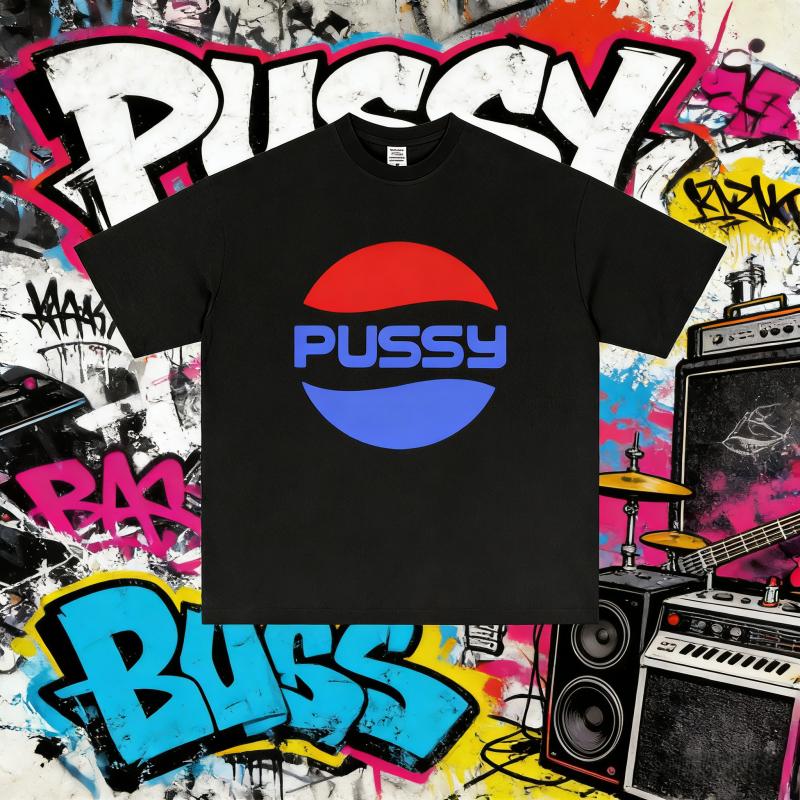 2025 Summer Funny Pussy Meme Graphic Unisex Women Casual Loose Tshirt Unisex High Quality Soft 100 Pure Cotton Printed Tshirt