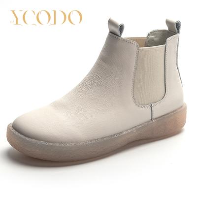 Осенне-зимние кожаные повседневные ботильоны на мягкой подошве для женщин и девочек больших размеров