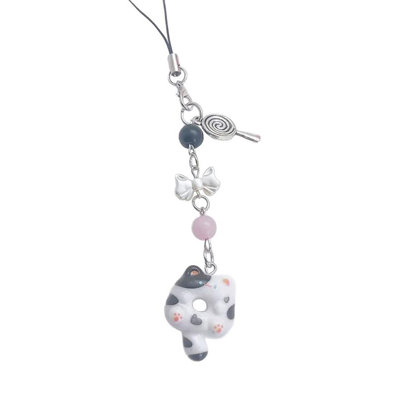 Кавайный котенок-печенька Шнурок для телефона Мультяшный кот Бижутерная цепочка для мобильного телефона Брелок для пары Подвеска для камеры/чехла для наушников