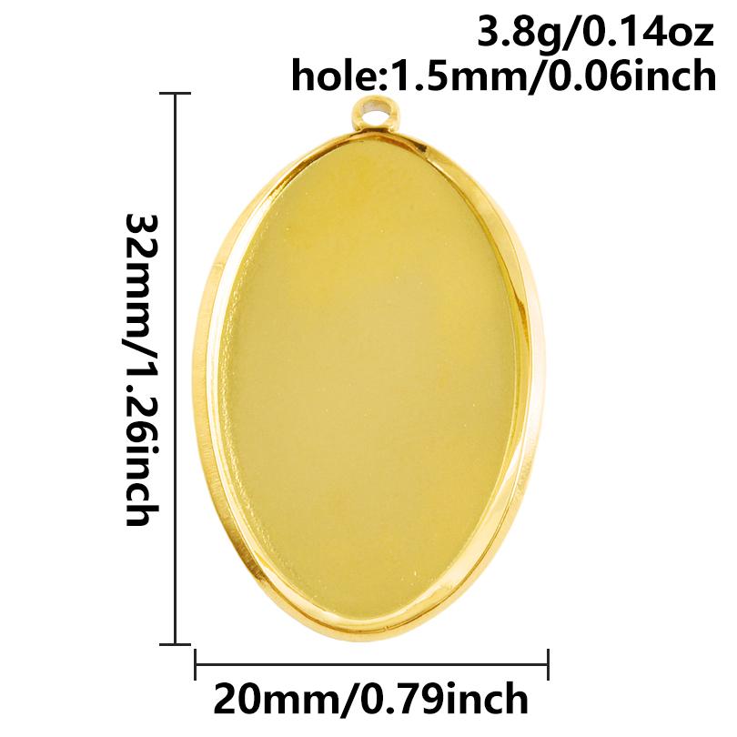 6pcs Heart Square Water Droplet Oval Cabochon Base Setting Pendant Stainless Steel Charms For Jewelry Making Bulk DIY Materials