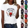 Женская модная повседневная футболка с коротким рукавом и принтом, топ с круглым вырезом