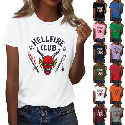 Женская модная повседневная футболка с коротким рукавом и принтом, топ с круглым вырезом