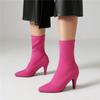 FOREADA Женские ботильоны с острым носком, на массивном высоком каблуке, эластичные короткие ботинки, женская модная обувь, осень-зима, фиолетовый, оранжевый, 46
