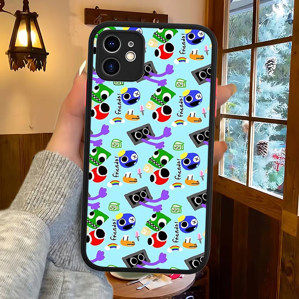Cartoon R-Rainbow Friends For IPhone 16 15 13 12 14 11 Pro Max X XS MAX Color Case Matte Silicone Phone Cover