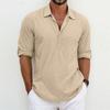 Henley  Lapel Men's Casual Spring and Fall Cotton Youth Personality Half-open Shirt Plus Size