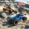 1:16 RC Car All Terrain Monster Truck LED Headlights Outdoor 2WD Off-Road Hobby RC 2.4GHz 20Km/h Remote Control Car Toy Gift Kid