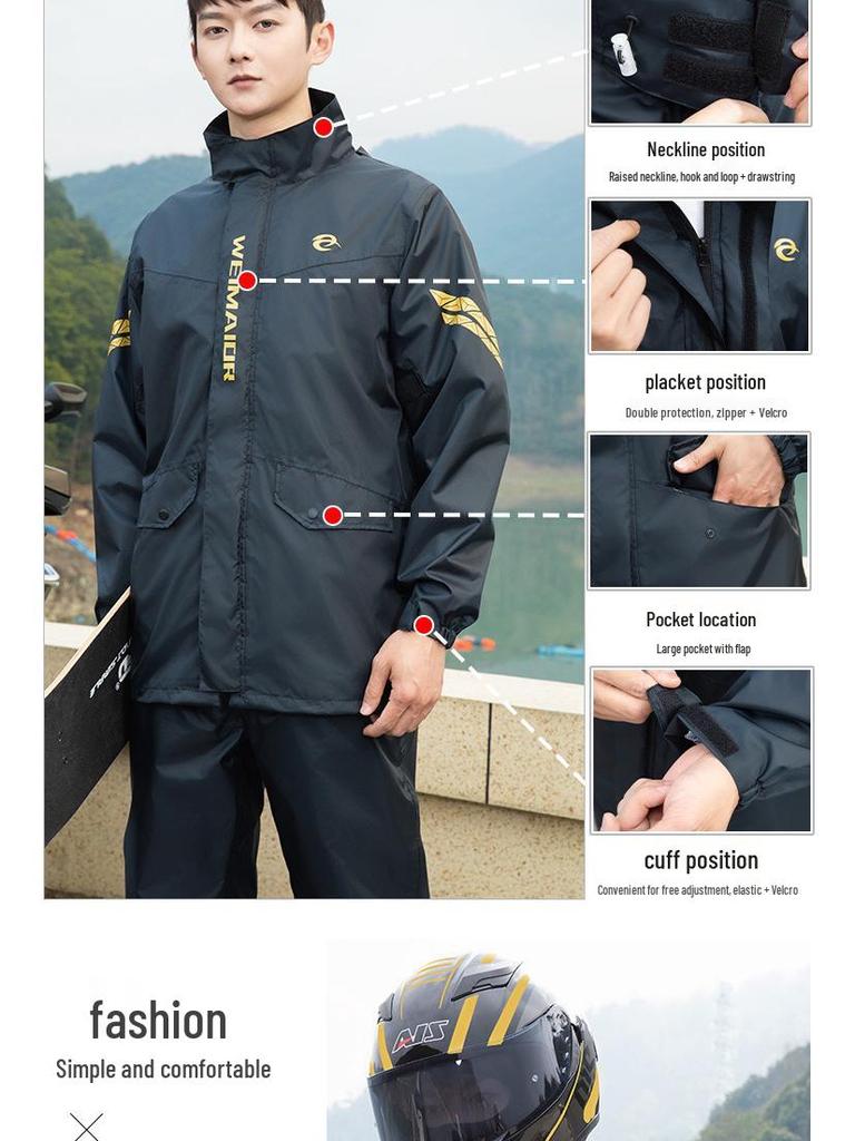 Мужской мотоциклетный дождевой костюм: Раздельный костюм (куртка и брюки) для курьеров по доставке еды, защита от шторма
