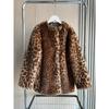 Осенне-зимние поступления Женская одежда Пальто из искусственного меха с принтом животных и куртка с капюшоном Куртка с круглым вырезом и леопардовым принтом