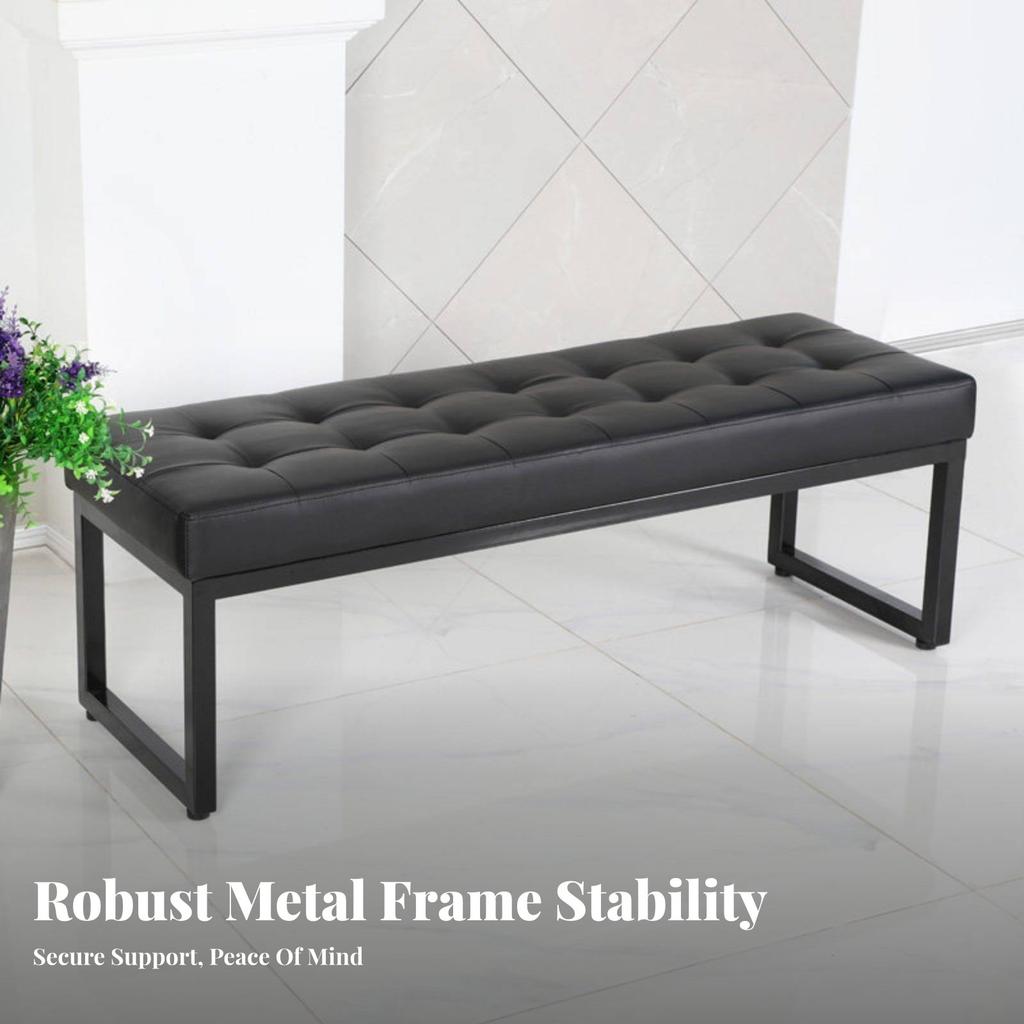 Upholstered Long Bench Light Luxury design Padded Bench with Metal Legs Minimalist Design Thick Comfortable pad for Entryway