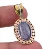 Natural Iolite Gemstone 925 Solid Sterling Silver Two Tone Pendant 1.50" D4g36