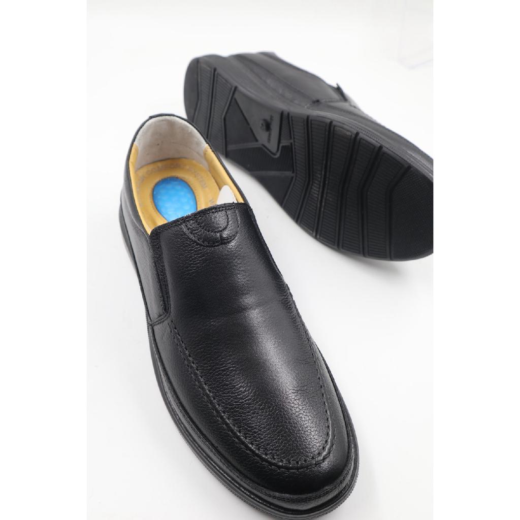 Мужские ультра удобные гелевые черные повседневные туфли для пап из натуральной кожи