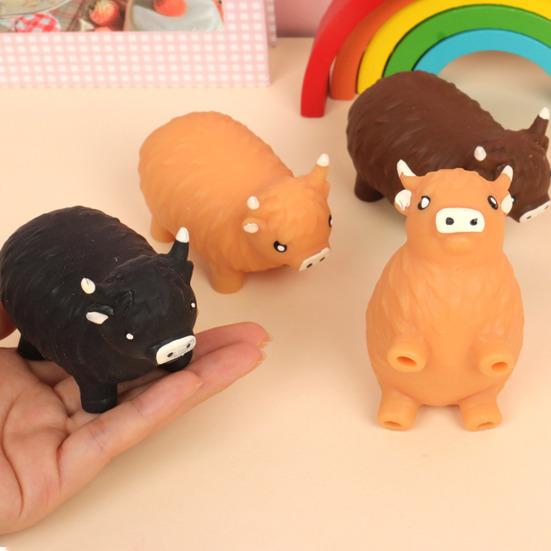 Highland Cow Squeeze Toy Cattle Sensory Toy Anxiety Relief Highland Soft Stretchy Animal