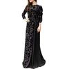 Plus Size Evening Party Medieval Women Floral Print 3/4 Sleeve Maxi Dress Gown
