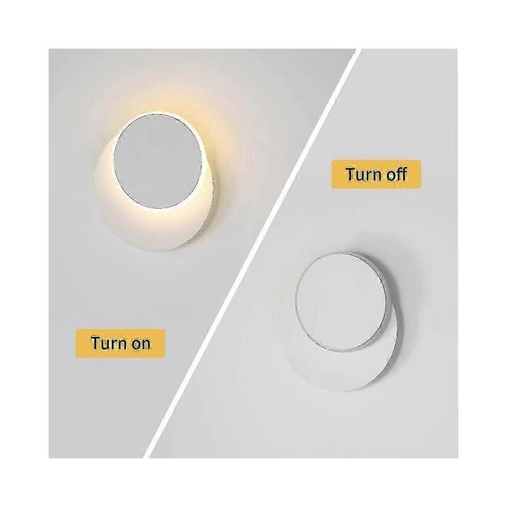 Indoor Wall Lamp 8W White, Modern Led Wall Lamp, Creative 2 In 1, 360 Rotatable, Warm White 3000K, L