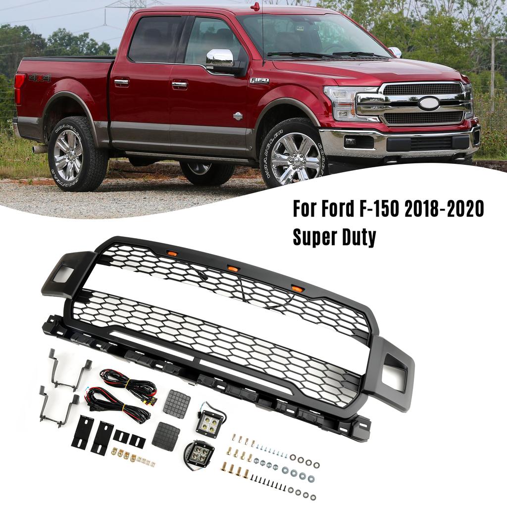Front Bumper Grill Grille W/ LED Fit Ford F150 2018-2020 Super Duty
