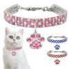 Pet Collar with Diamonds Adjustable Crystal Diamond Elastic Bone Pendant Cats Dogs Pet Collier Collar Dress Up Dog Accessories