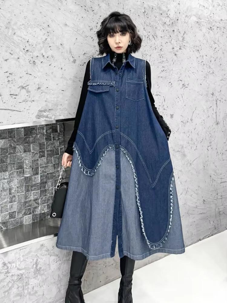 Xitao Однобортное платье в стиле пэчворк контрастного цвета GMM1349