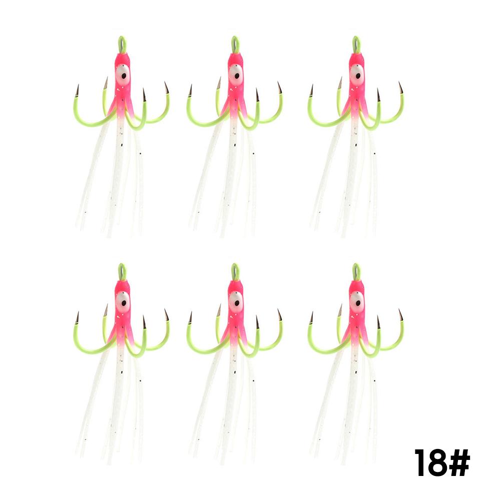 6 шт./кор. светящийся крючок для ловли кальмаров без бородок, имитация морской рыбалки, наживка для кальмаров, рыболовные снасти, аксессуары