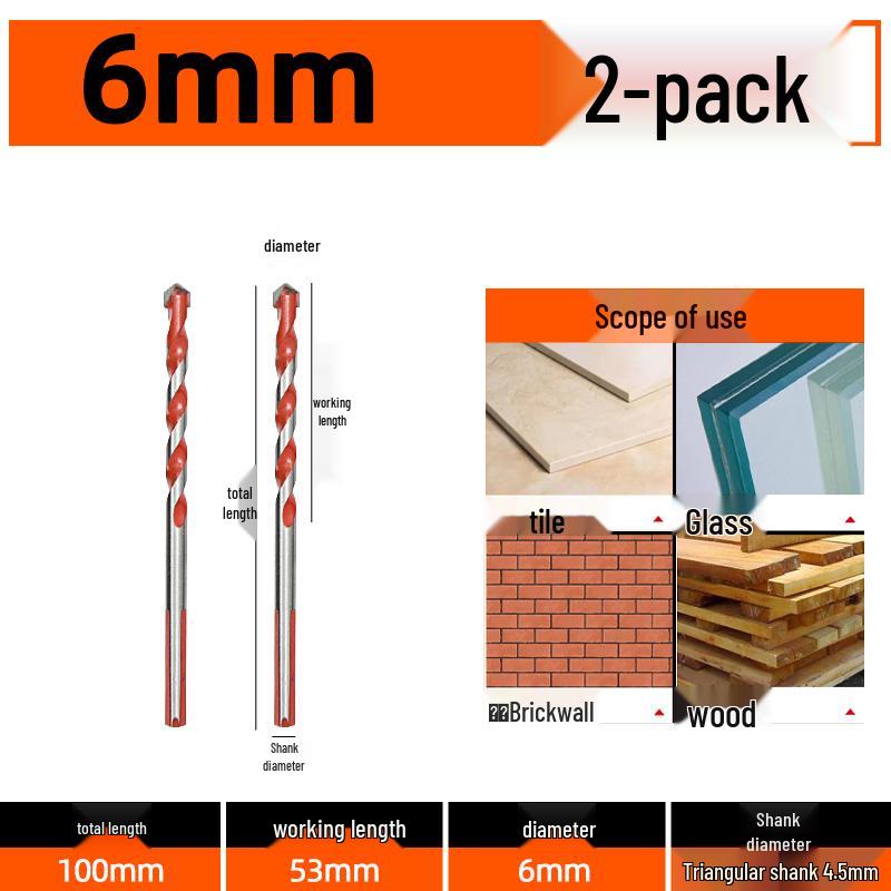 6 мм Сплавное треугольное сверло для бетона, стекла и цемента