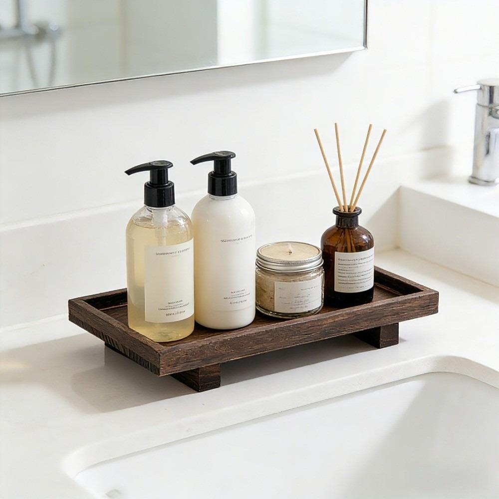 Japanese Style Wooden Tray Plate Solid Wood Gongfu Tea Tray Bathroom Storage Tray Cafe Coffee