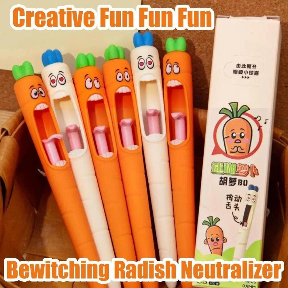 4Pcs/Box Multifunction Student Writing Pen ABS Carrot Ink Pen Drawing Stationery
