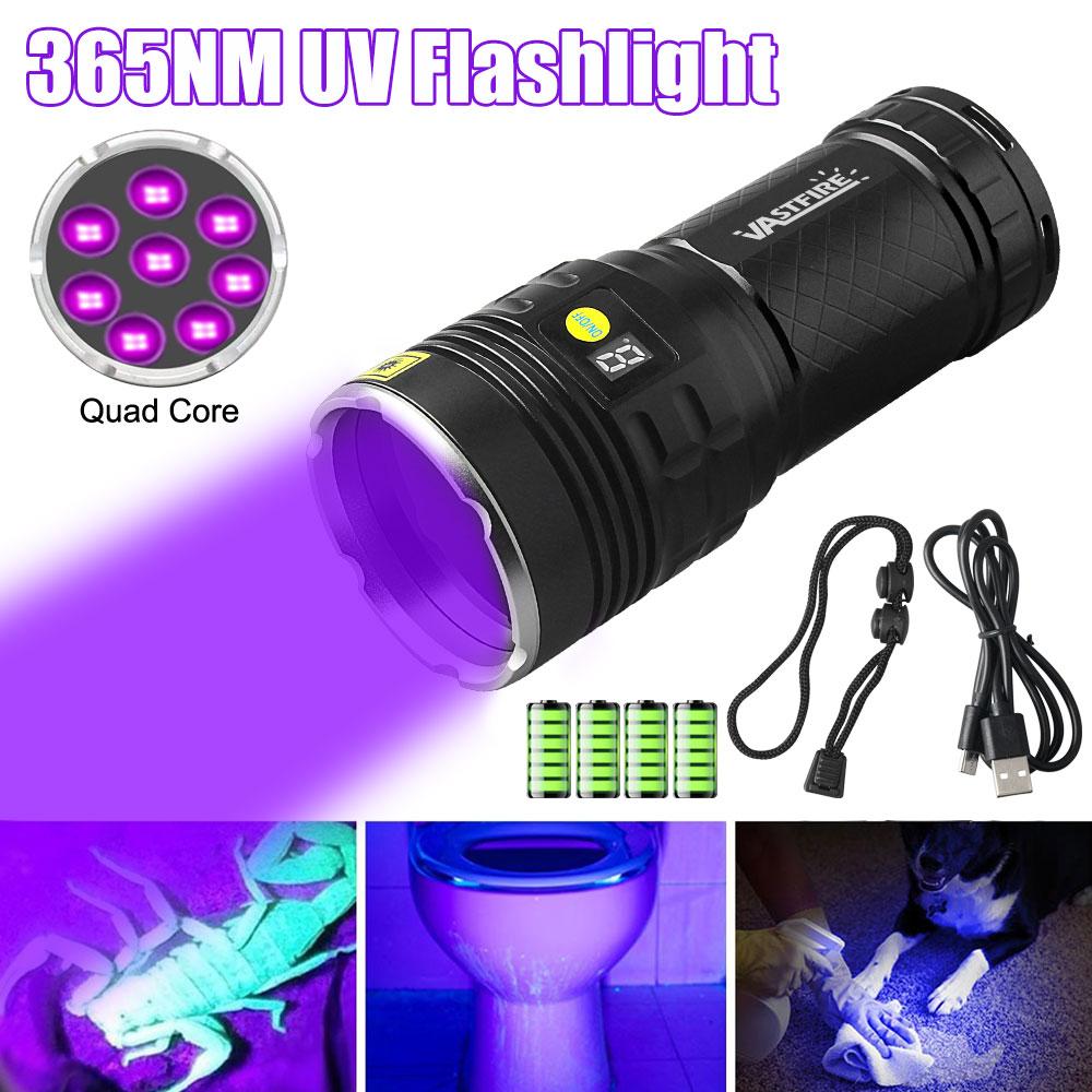 8LED 395nm/365nm UV Flashlight High Power Ultraviolet Torch Money Ore Pet Stains Invisible Ink Scorpion Marker Fluorescent Light