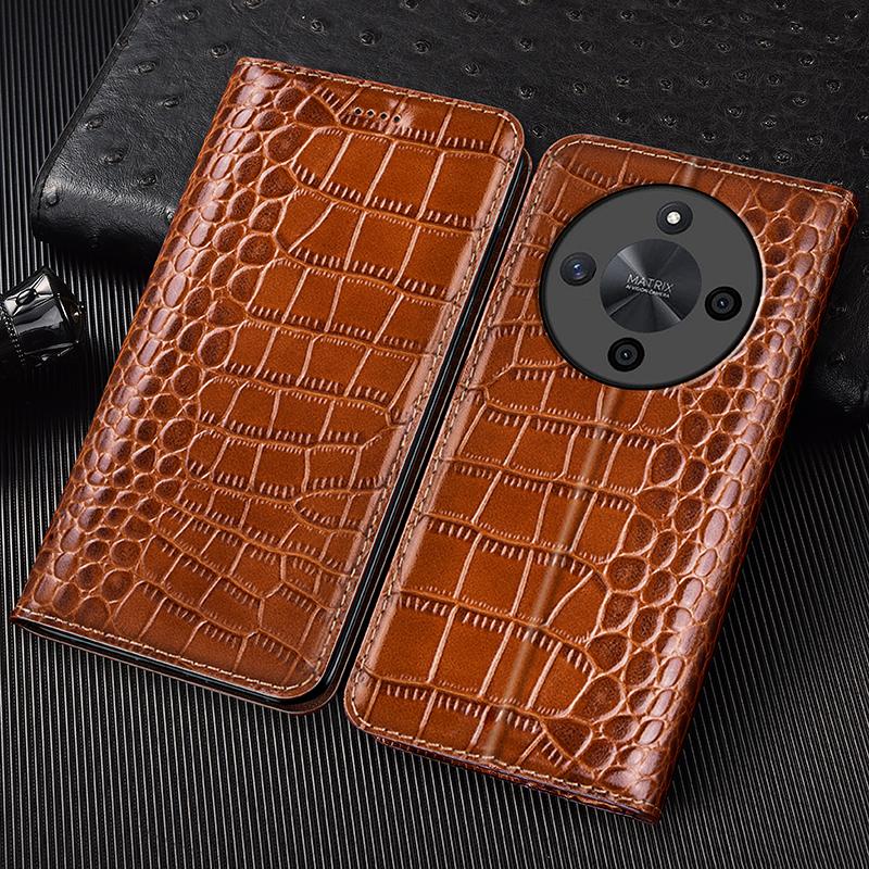 Флип-кейс из натуральной кожи крокодила для Realme 9 10 11 12 13 14 14T 15 P3 P3X Pro Plus Ultra, чехол-кошелек для телефона