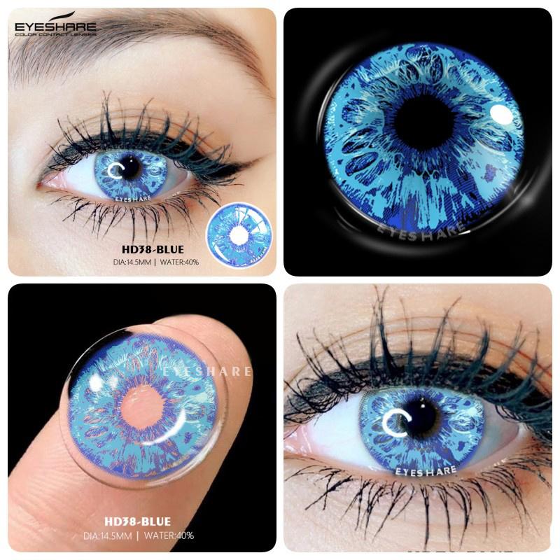 Eyeshare 1Pair Color Contact Lenses for Eyes Multicolored Lenses Anime Cosplay Eye Contacts Halloween White Black Lenses Yearly