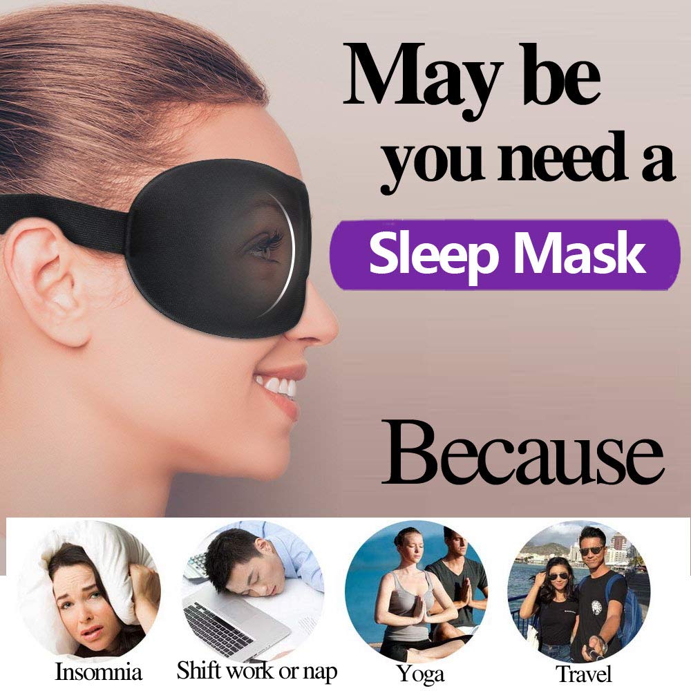 Tcare Fashion 3D Sleeping Eye Mask, Travel Sleep Eye Shade Cover Nap Eye Patch Blindfolds Blinders Create Total Darkness Unisex