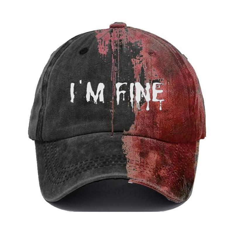Бейсболка на Хэллоуин Im Fine Im Fine Hat Hats Bloody Cap Funny Hat Women Men Unisex Cap