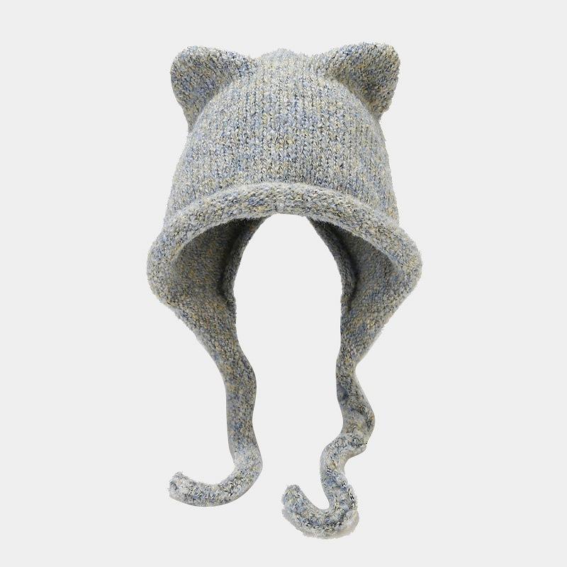 Cute C Knitted Hat for Women Autumn Winter Thicken Warm Beanie Cap Korean Versatile Bonnet Ear Protection Braids Skull Cap Acrylic Female Skulli Gift