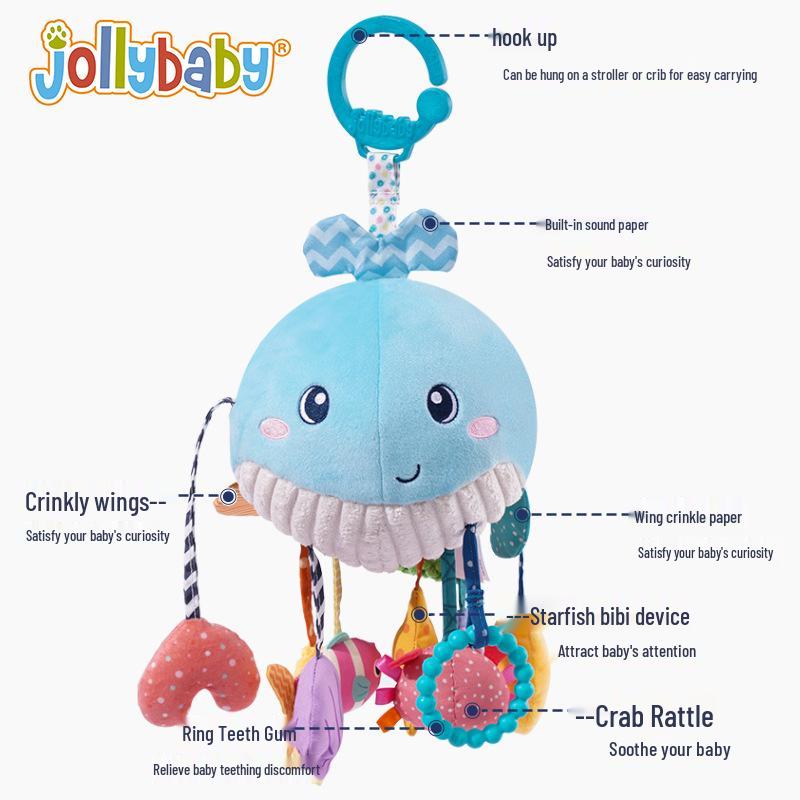 Подвеска для коляски JollyBaby: Плюшевая детская игрушка для машины и погремушка с музыкальным колокольчиком
